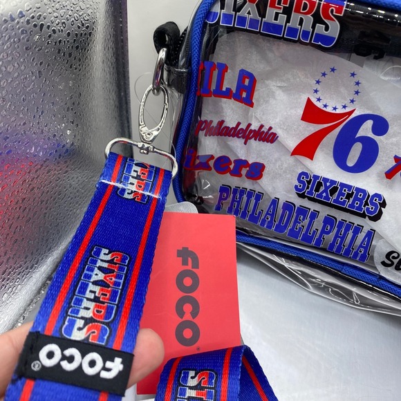 FOCO Philadelphia 76ers Sixers NBA Team Logo Stripe Clear Crossbody Bag Security - Picture 7 of 12